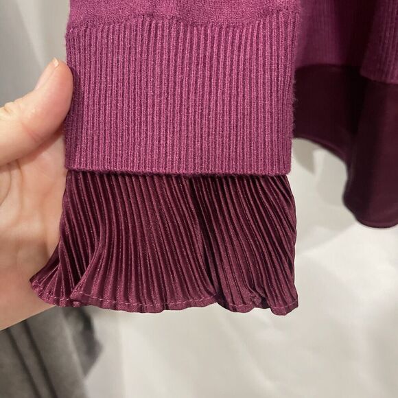 Siani Milano Wine Long Sleeve Sweater Ruffle Neck Double Layer Size S Festive - Picture 3 of 12